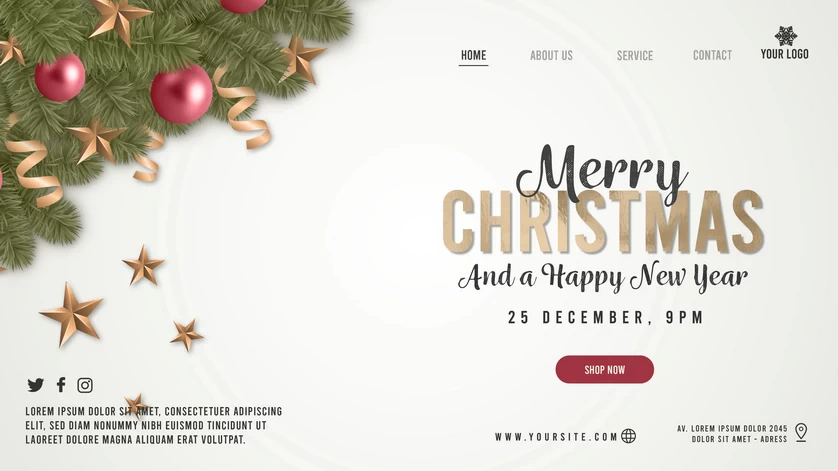 圣诞节圣诞树圣诞老人闪亮装饰电商促销折扣海报PSD模板AI素材【172】